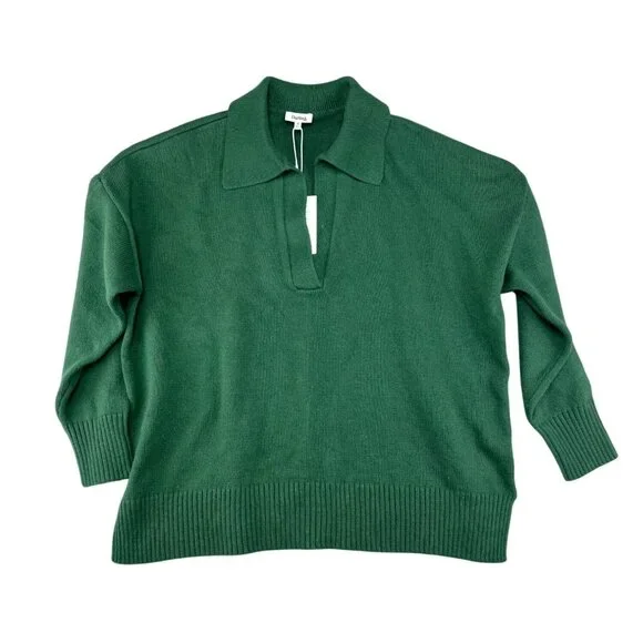 Darling Women Green 3/4 Length Sleeve Collared Knit Sweater Pullover Medium - Picture 13 of 13